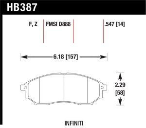 Nissan 350Z Brake Pads - Front - Hawk Performance - Performance Ceramic - `06-`09 Nissan 350Z Brake Pads - Front - Hawk Performance - Performance Ceramic - `06-`09